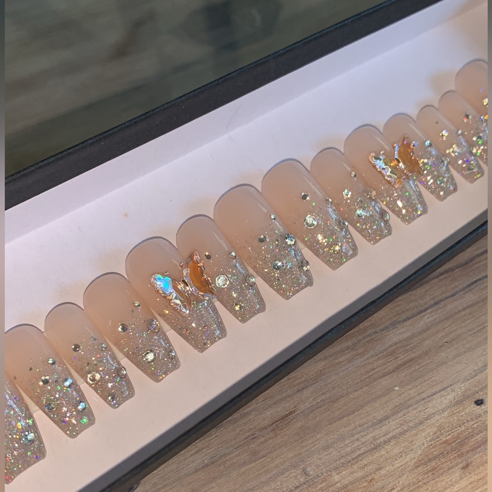 Glitter Fade Butterfly Nails
